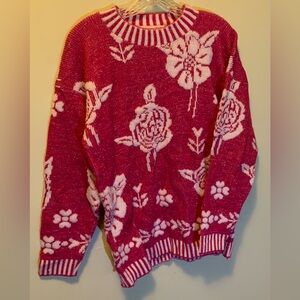 Glamour Pink and White Floral Sweater